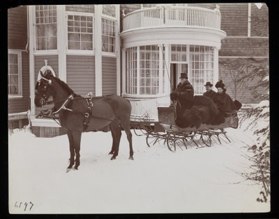 Een paardenslee voor de Westmoreland Davis residentie in Tuxedo Park, New York, 1899 door Byron Company